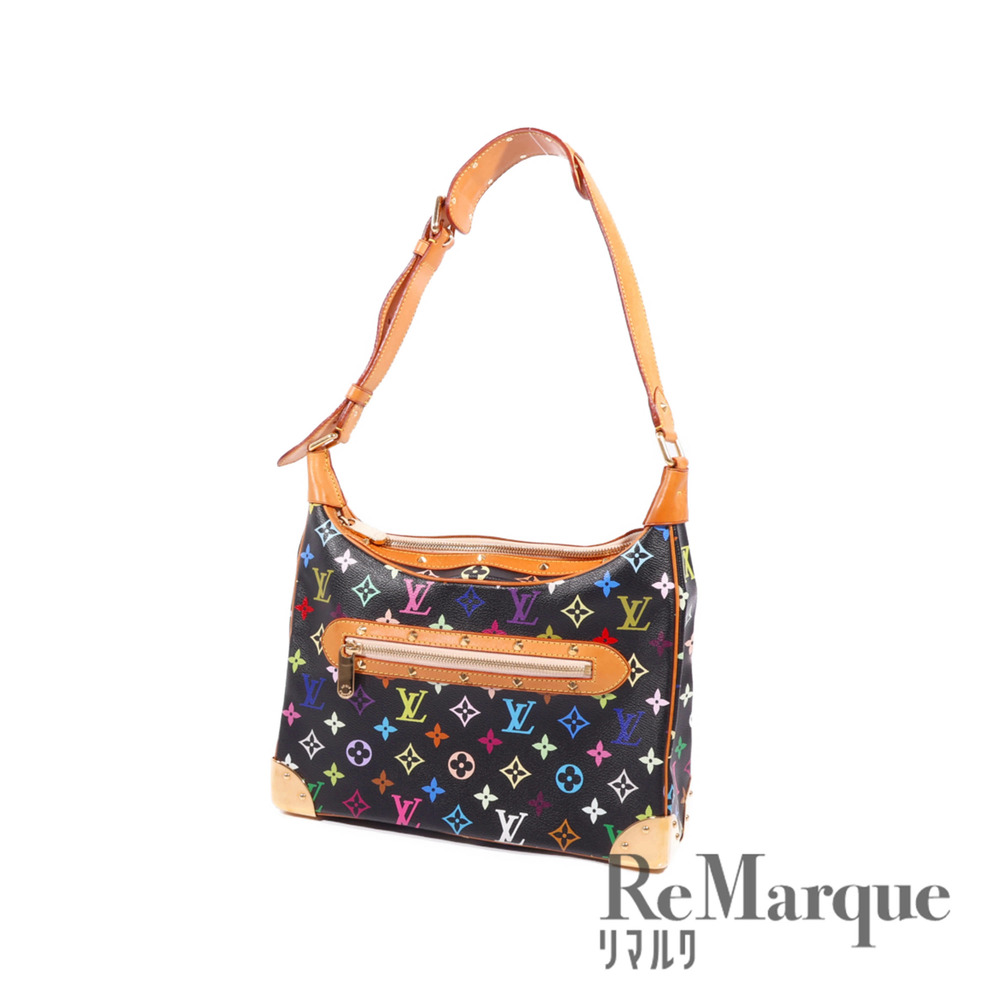 LOUIS VUITTON Monogram Multicolor Boulogne Noir Black Bag Hobo Leather - Picture 1 of 6